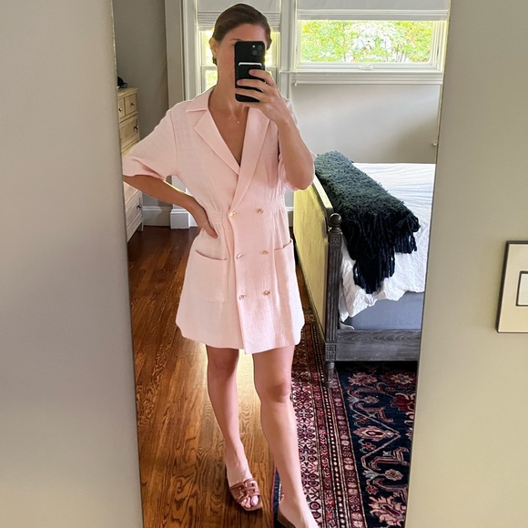 Sandro Dresses & Skirts - Sandro Blazer Dress -It has pockets! PINK. monochrome -trench trend. Tags off.